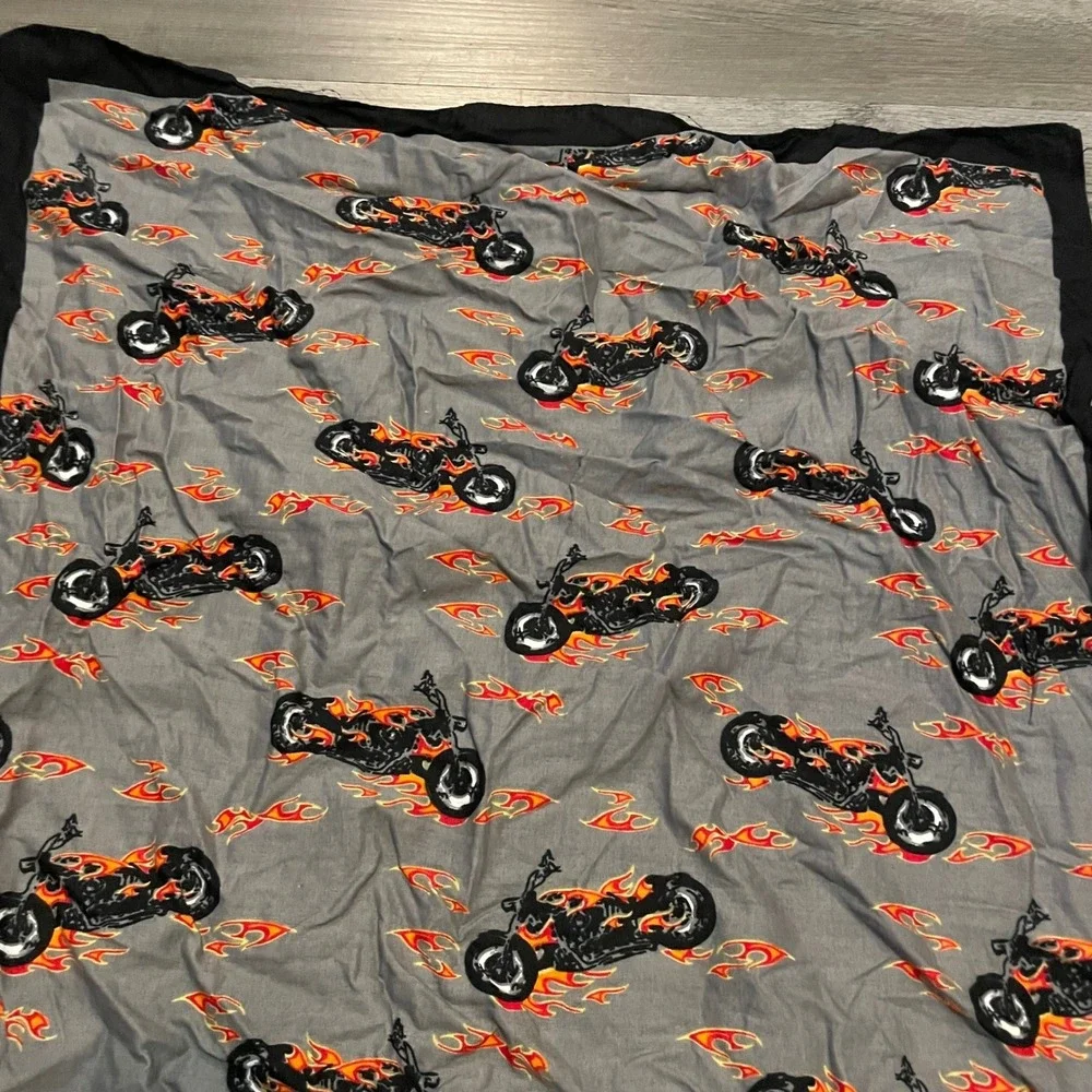 Vintage Flaming Motorcycle Bandana 100% Cotton Biker Scarf Grey Black RN 13960